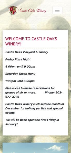 Castle Oaks Winery mobile
